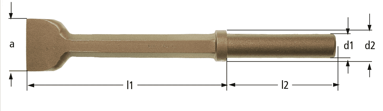 Pneumatic-chisel,-flat-end-with-collar
