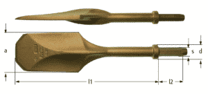 Spade end pneumatic chisel